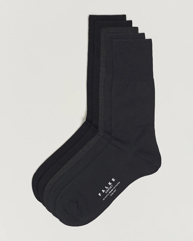Herre | Almindelige sokker | Falke | 5-Pack Airport Socks Black/Dark Navy/Anthracite Melange