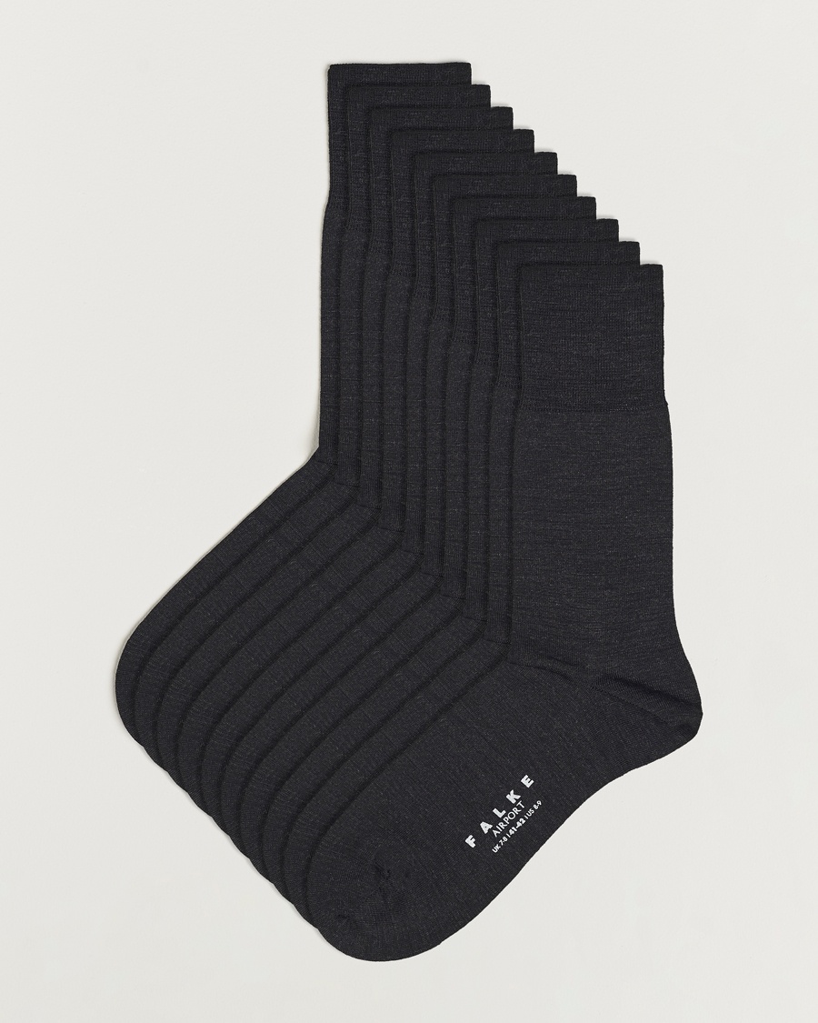 Falke 10-Pack Airport Socks Anthracite Melange – Grå