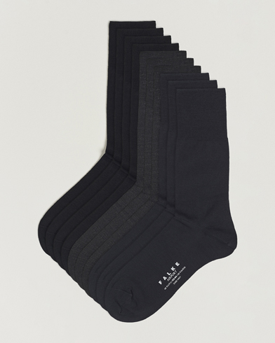 Herre | Gamle produktbilleder | Falke | 10-Pack Airport Socks Black/Dark Navy/Anthracite Melange