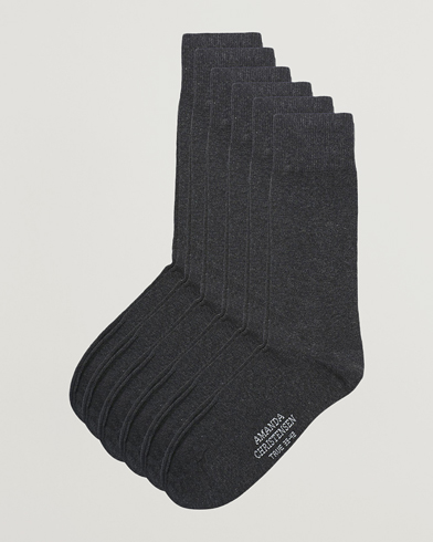 Herre | Amanda Christensen | Amanda Christensen | 6-Pack True Cotton Socks Antrachite Melange