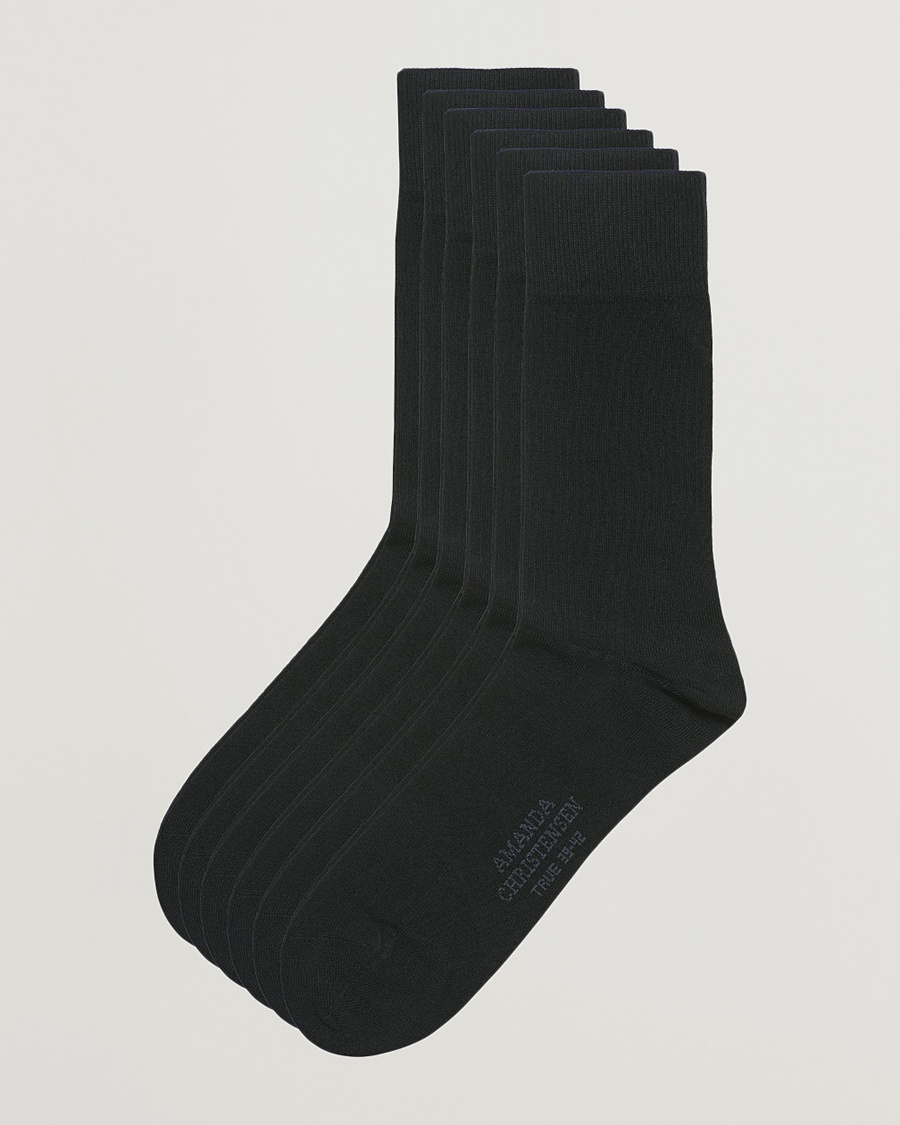 Amanda Christensen 6-Pack True Cotton Socks Black – Sort