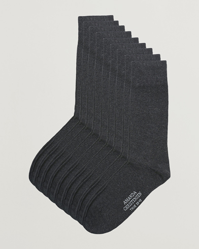 Herre | Almindelige sokker | Amanda Christensen | 9-Pack True Cotton Socks Antrachite Melange