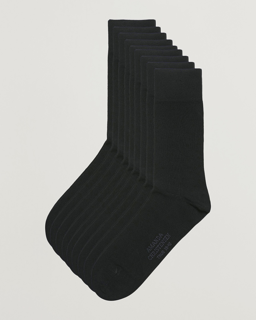Amanda Christensen 9-Pack True Cotton Socks Black – Sort