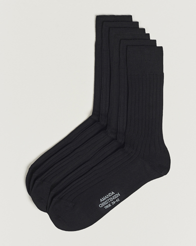 Herre | Amanda Christensen | Amanda Christensen | 6-Pack True Cotton Ribbed Socks Black