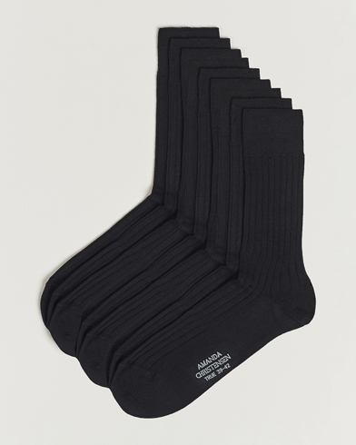 Herre | Amanda Christensen | Amanda Christensen | 9-Pack True Cotton Ribbed Socks Black