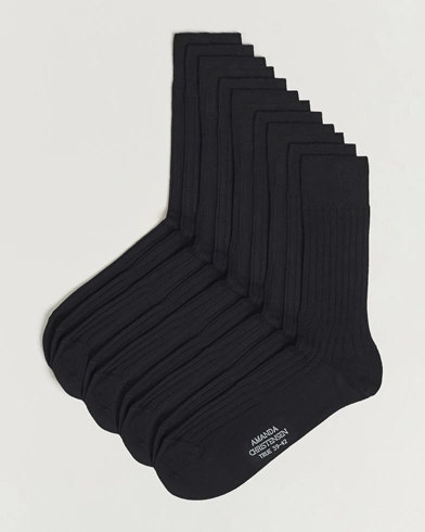 Herre | Almindelige sokker | Amanda Christensen | 12-Pack True Cotton Ribbed Socks Black