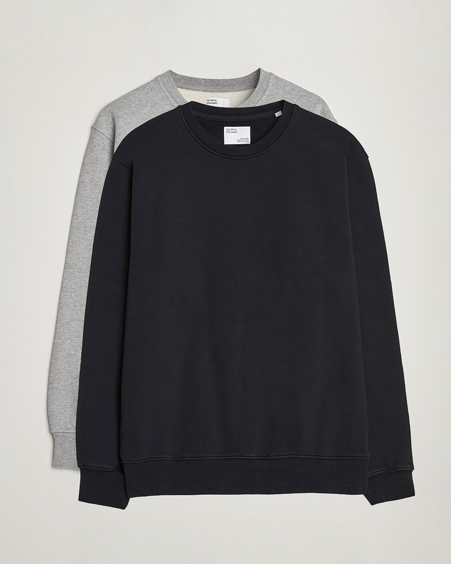 Colorful Standard 2-Pack Classic Organic Crew Neck Sweat Heather Grey/Deep Black – Sort