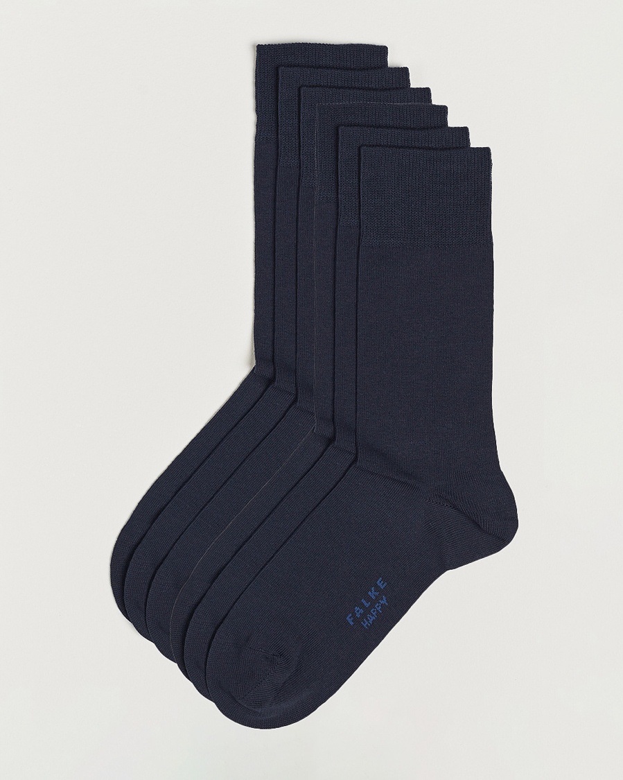 Falke 6-pack Happy Cotton Socks Navy – Blå