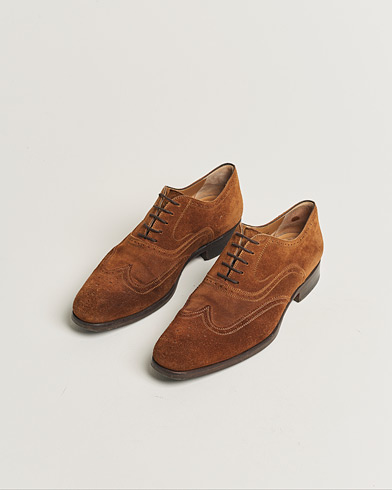 Pre-owned Magnanni Oxford Brogue Brown Suede 42,5 – Brun