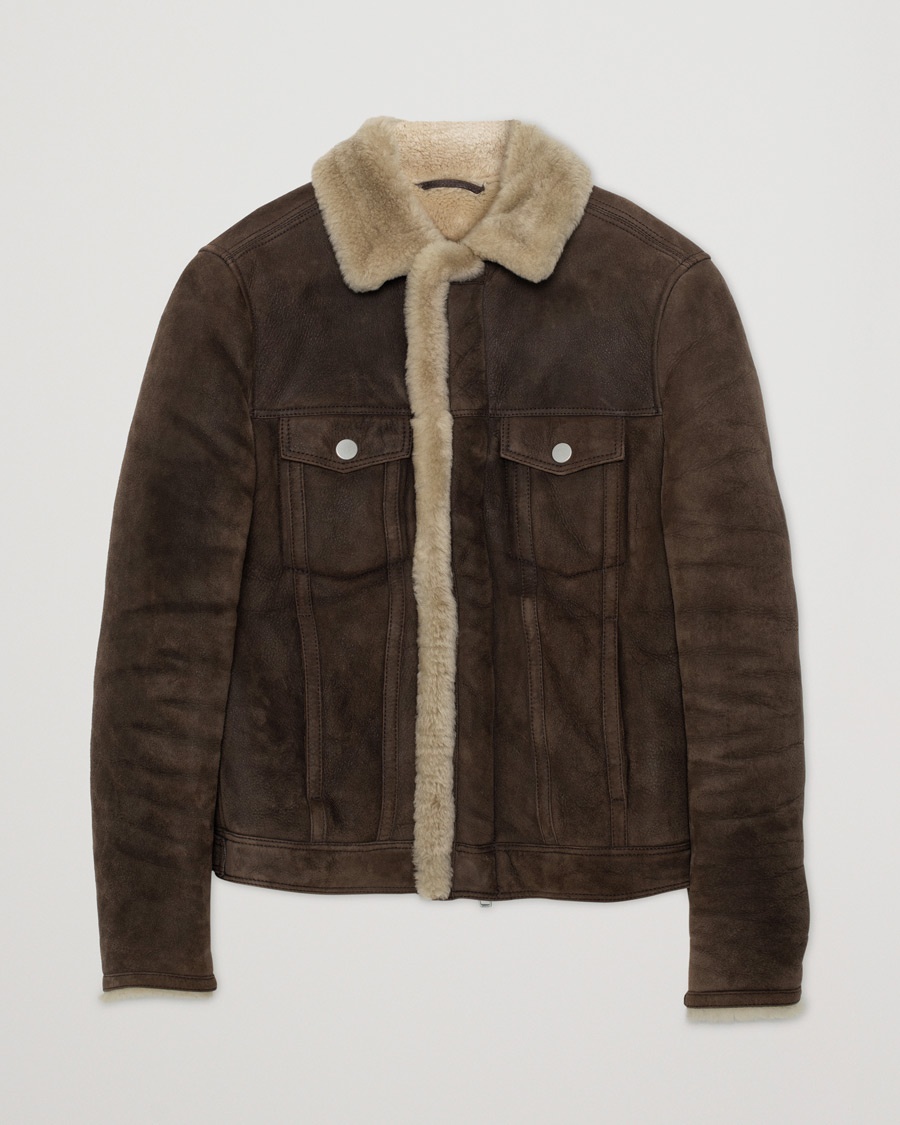 Pre-owned J.Lindeberg Redster Mud Shearling Suede Jacket Mud Brown – Brun