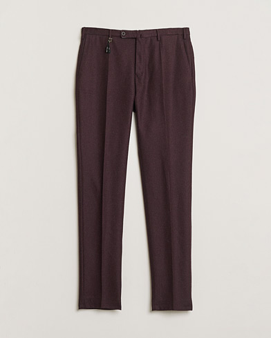 Pre-owned Incotex Slim Fit Super 100's Wool Flannel Trousers Burgundy 48 – Rød