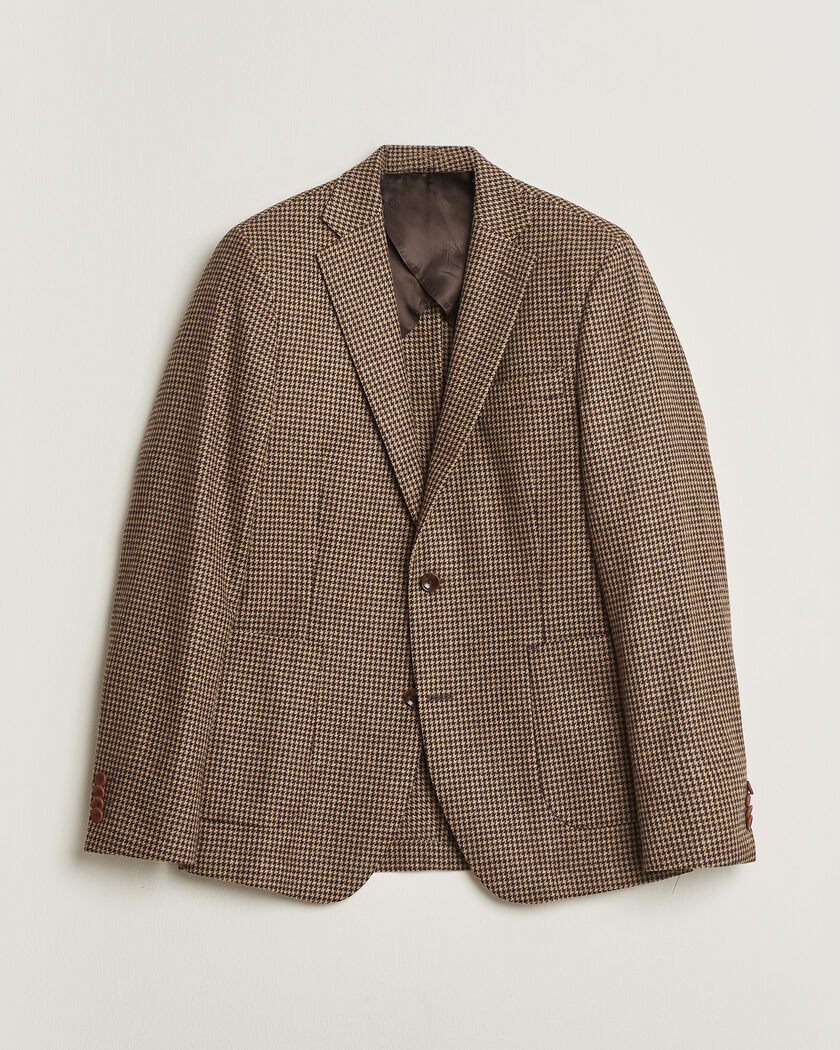 Oscar Jacobson Einar Houndstooth Wool Blazer Brown 50 – Brun
