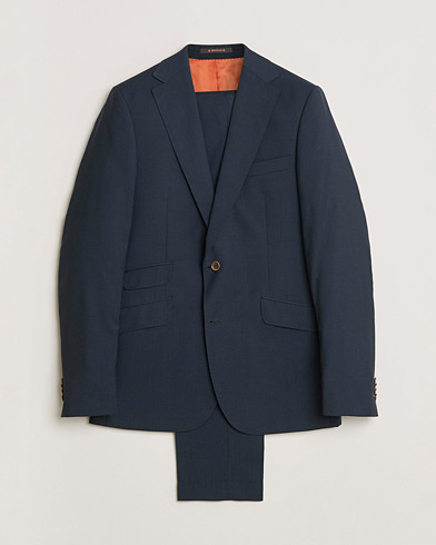 Morris Wool Suit Navy Check 150 – Blå