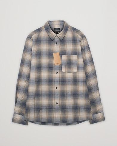 Herre | Pre-owned | Pre-owned | A.P.C. John Over Check Flannel Shirt Navy/Beige