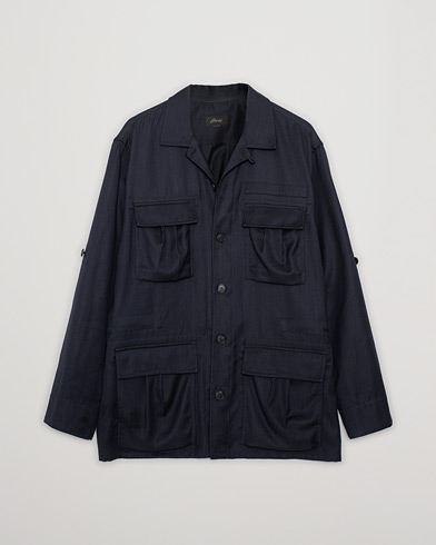 Herre | Pre-owned | Pre-owned | Brioni Light Wool Sahariana Navy