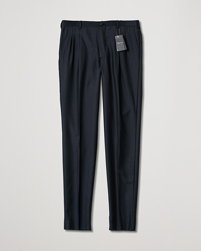 Herre | Pre-owned Bukser | Pre-owned | Giorgio Armani Tapered Wool/Cashmere Gabardine Trousers Navy