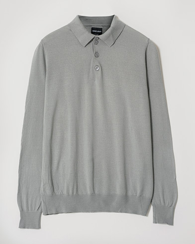 Herre | Pre-owned Trøjer | Pre-owned | Giorgio Armani Virgin Wool Knitted Polo Dove Grey 50