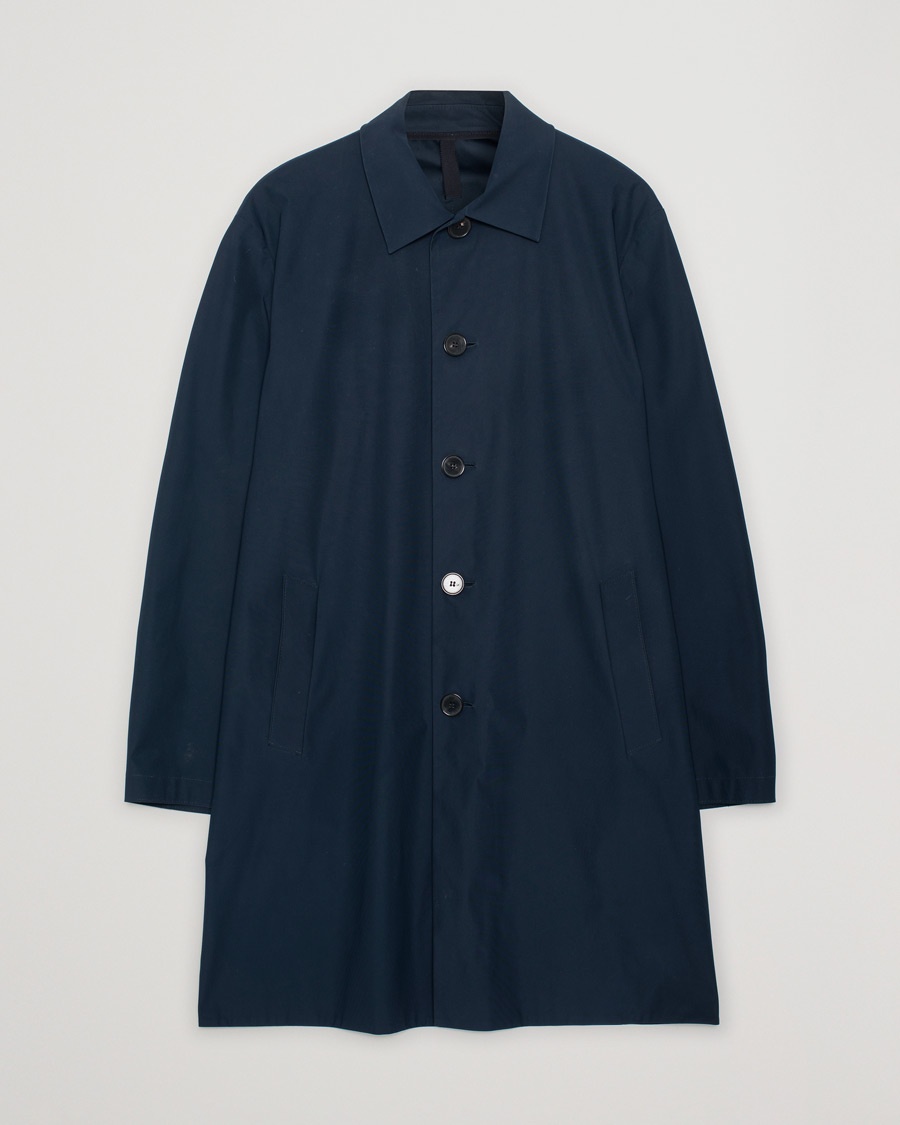 Herre | | Pre-owned | Harris Wharf London Light Technic Mac Coat Dark Blue