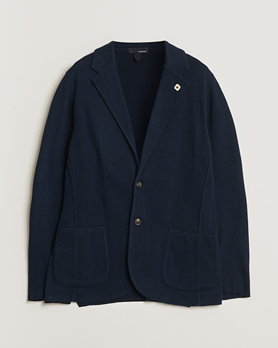 Pre-owned Lardini Knitted Cotton Blazer Navy M – Blå