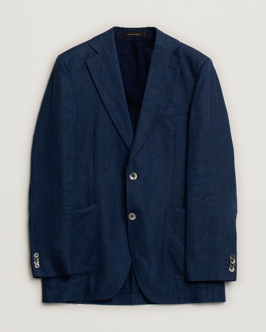 Oscar Jacobson Ferry Linen Patch Pocket Blazer Navy 46