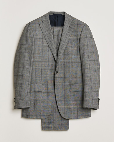 Caruso Checked Wool Suit Grey 48 – Grå