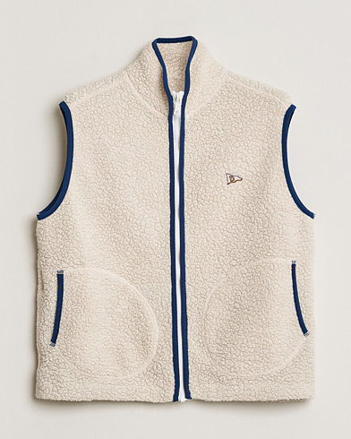 Pre-owned Drake's Zip Through Fleece Vest Ecru S – Hvid