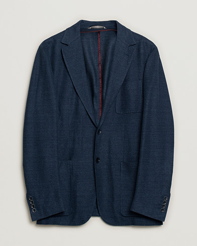 Pre-owned Canali Linen/Cotton Jersey Blazer Dark Blue – Blå