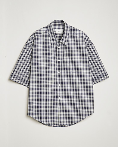 Pre-owned AMI Boxy Fit Short Sleeve Shirt Navy Check – Blå