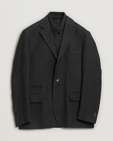 Pre-owned Corneliani ID Flannel Blazer Grey Melange 48 – Blå