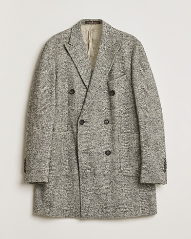 Pre-owned Morris Double Breasted Herringbone Wool Coat Grey 52 – Grå