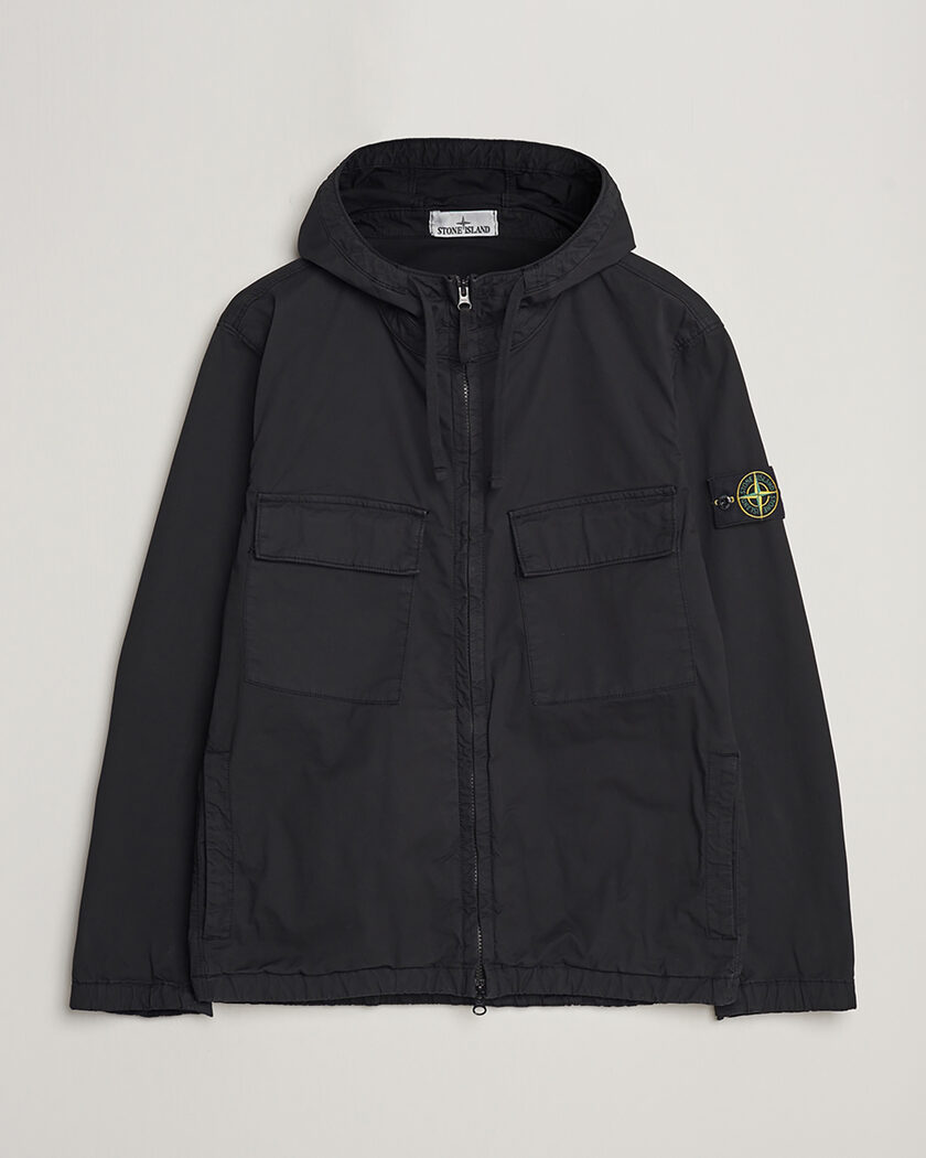 Pre-owned Stone Island Supima Cotton Hooded Jacket Black XL – Sort