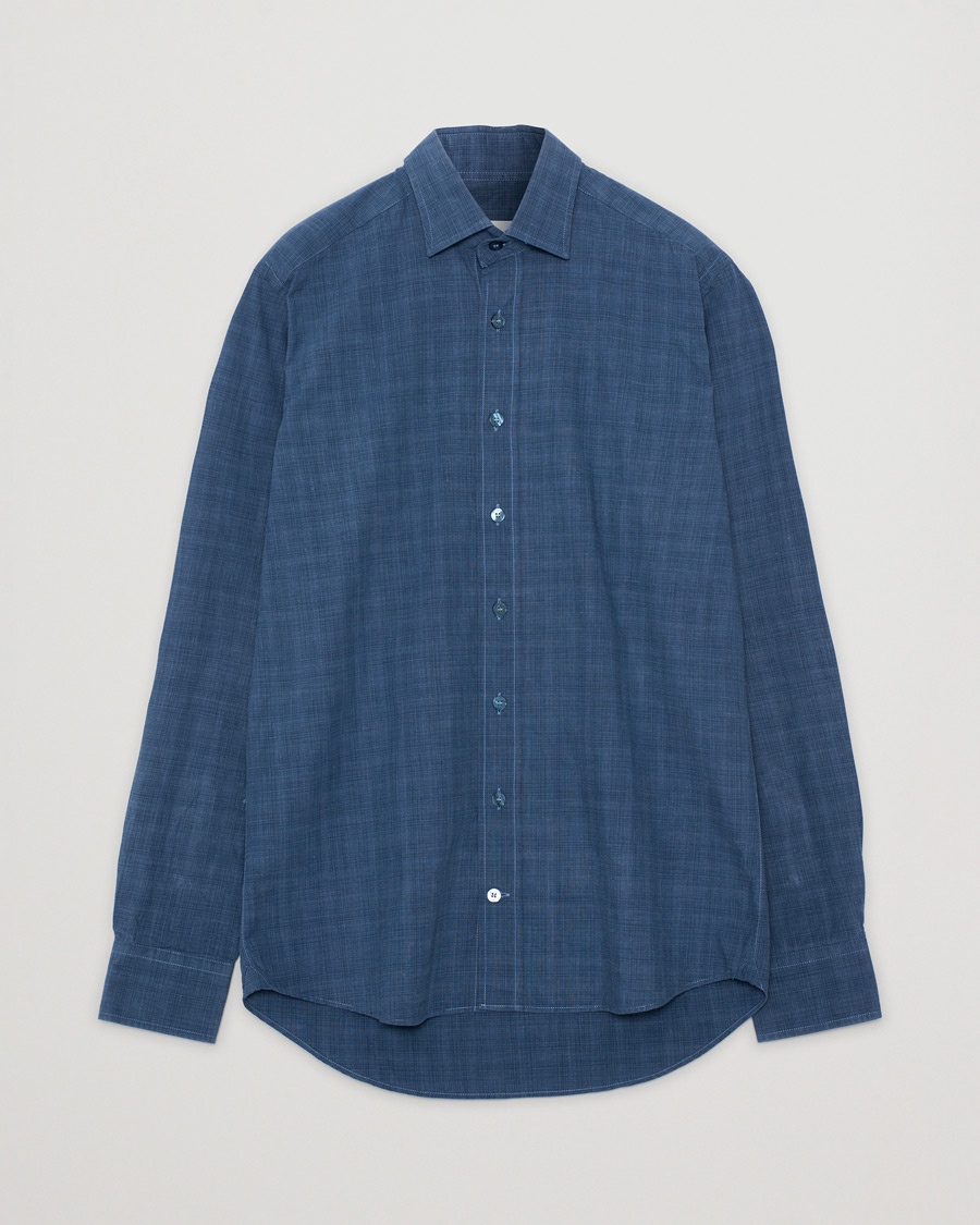 Pre-owned Slim Fit Checked Cotton Shirt Blue 38 - S – Blå