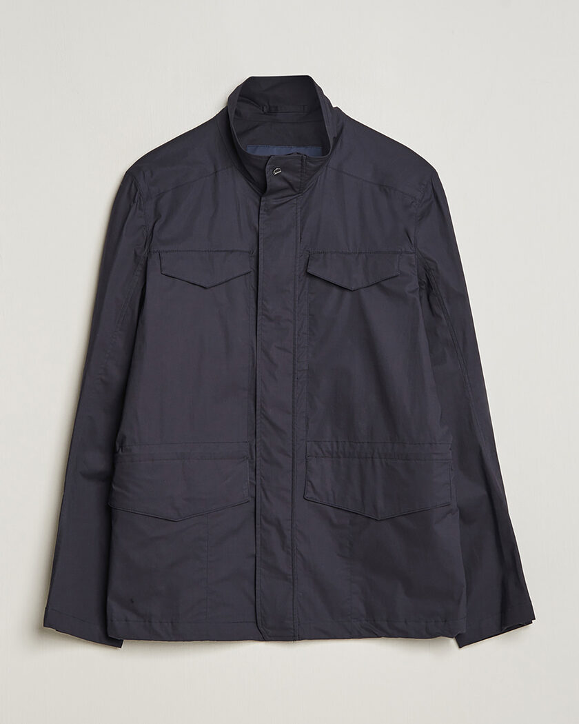 Pre-owned Herno Lightwieght Cotton Field Jacket Navy 50 – Blå