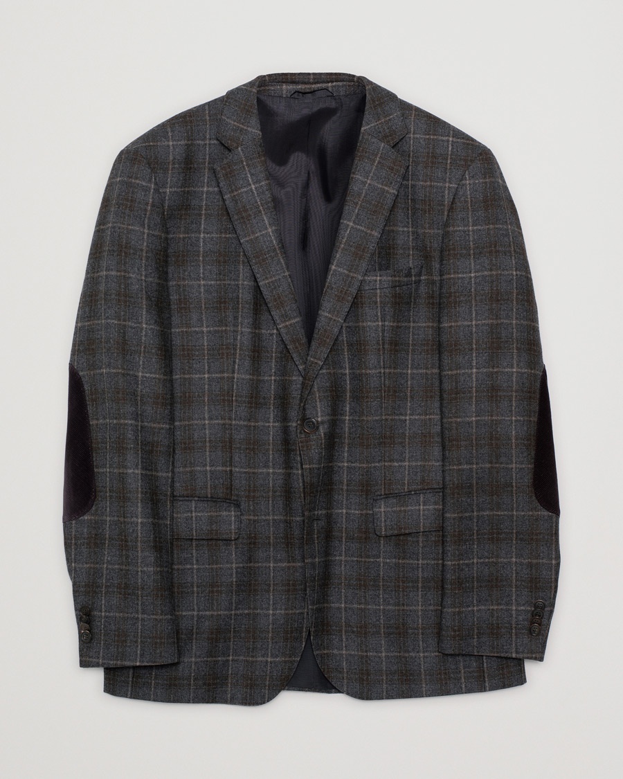 Pre-owned BOSS The Smith Checked Vitgin Wool Blazer Brown 50 – Grå
