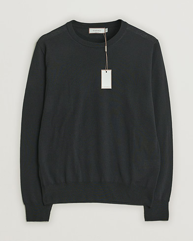 Canali Merino Wool Crew Neck Black