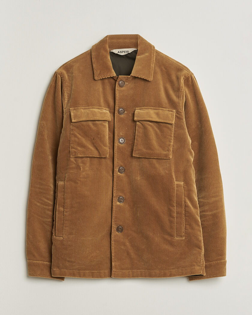Pre-owned Aspesi Corduroy Cotton Shirt Jacket Tan L – Brun