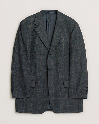 Pre-owned BOSS Vintage Wool Checked Blazer Navy 48 – Blå