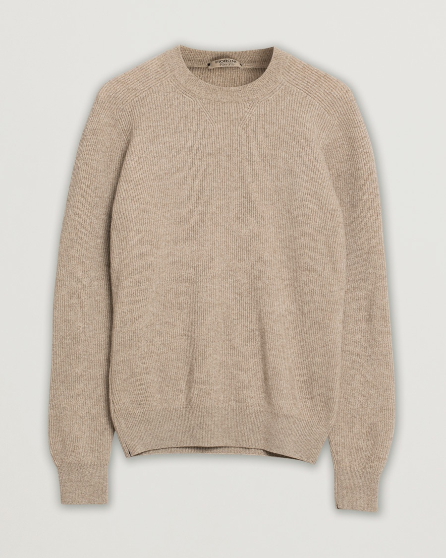 Herre | Pre-owned Spring & Summer | Pre-owned | Fioroni Puro Filo Cashmere Rib Crewneck Beige 48