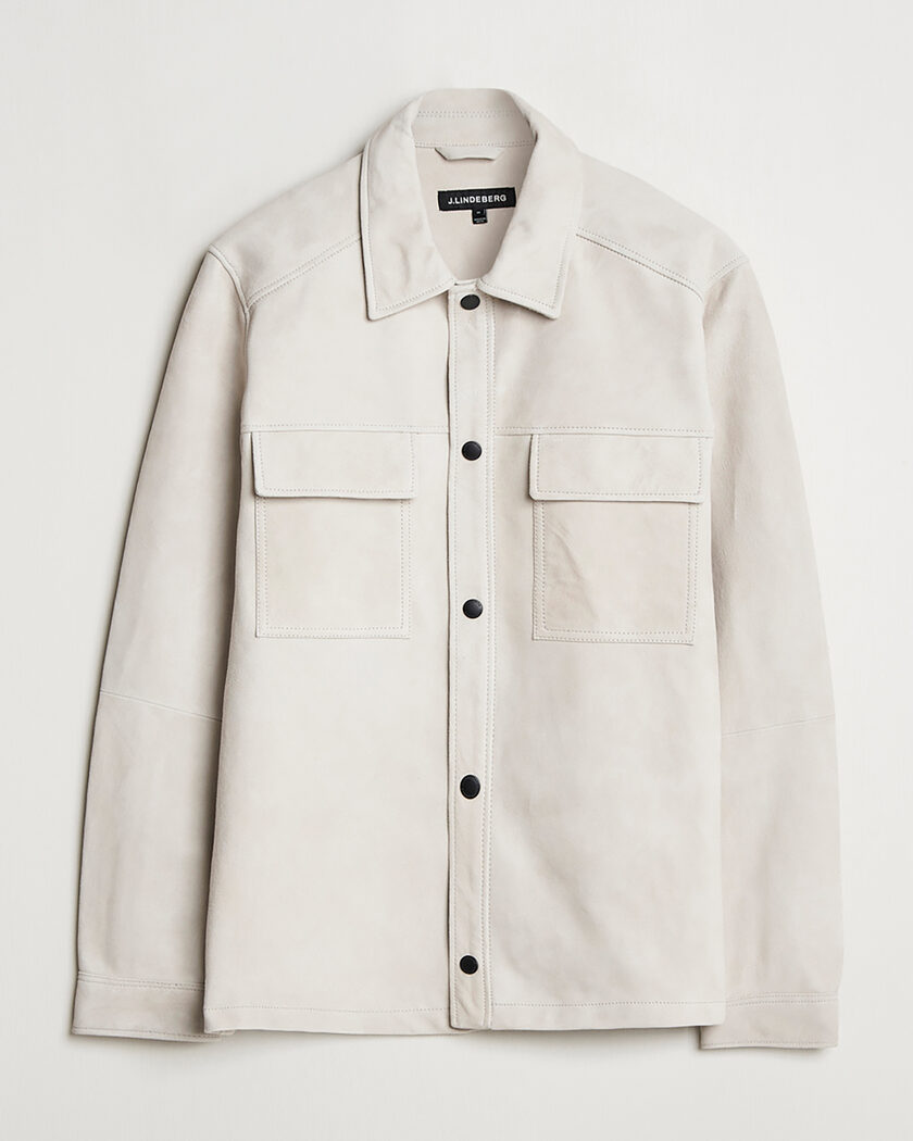 J.Lindeberg Wilden Suede Overshirt Moonbeam M – Beige