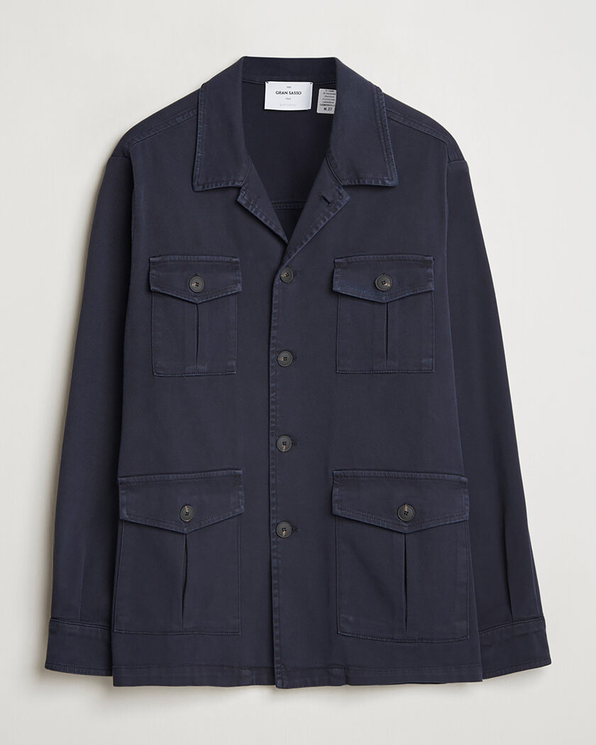 Gran Sasso Cotton Twill Safari Jacket Navy 50 – Blå