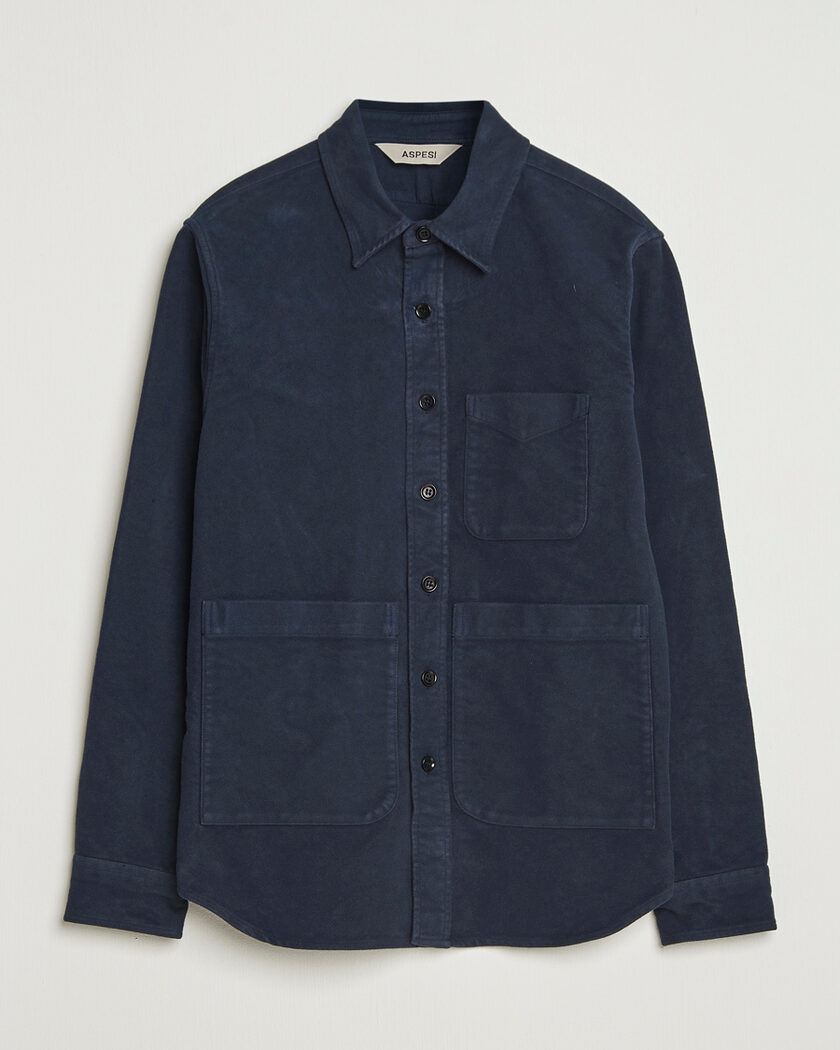 Pre-owned Aspesi Moleskine Utility Shirt Navy XL – Blå