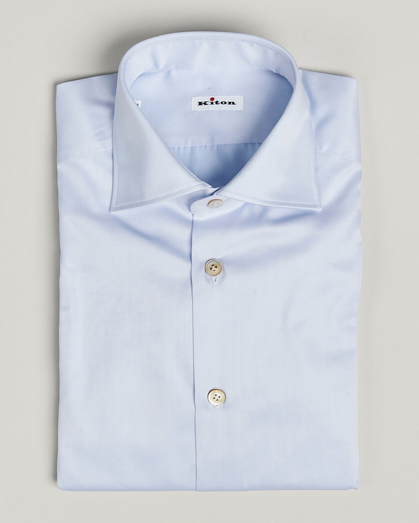 Kiton Cotton Dress Shirt Light Blue 38 - S – Blå
