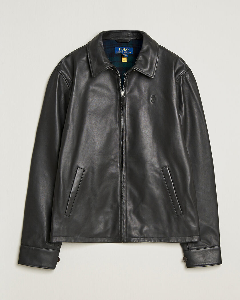 Pre-owned Polo Ralph Lauren Maxwell Windbreaker Leather Jacket Polo Black L – Sort