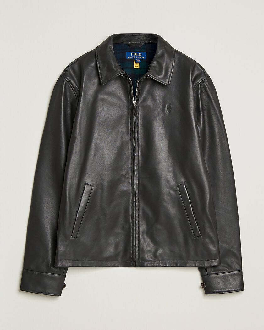 Pre-owned Polo Ralph Lauren Maxwell Windbreaker Leather Jacket Polo Black L – Sort