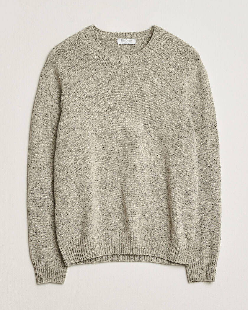 Pre-owned Gran Sasso Cashmere & Silk Blend Crew Neck Grey Melange 48 – Grå