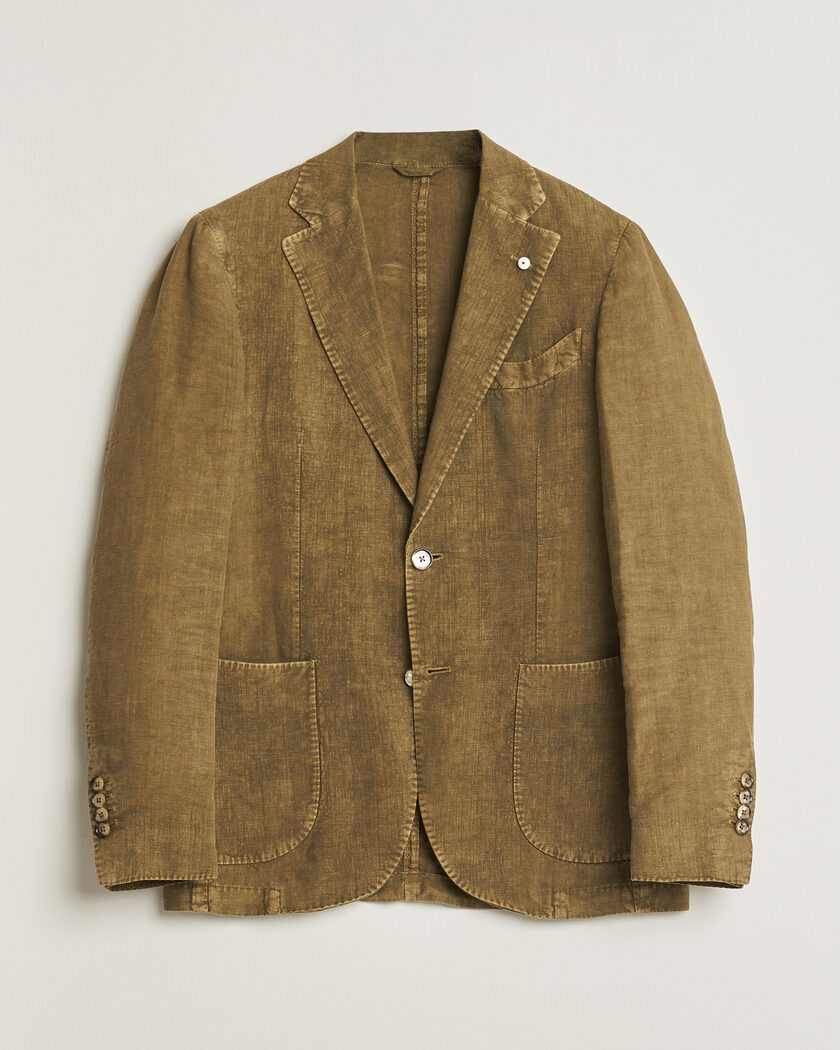 Pre-owned L.B.M. 1911 Jack Regular Fit Linen Blazer Olive 46 – Grøn