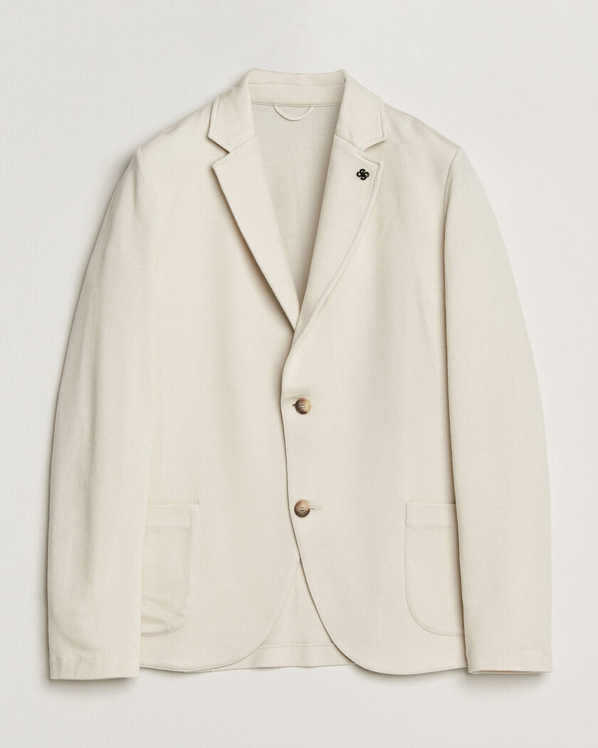 Pre-owned Gran Sasso Wool Knitted Blazer Cream 50 – Hvid