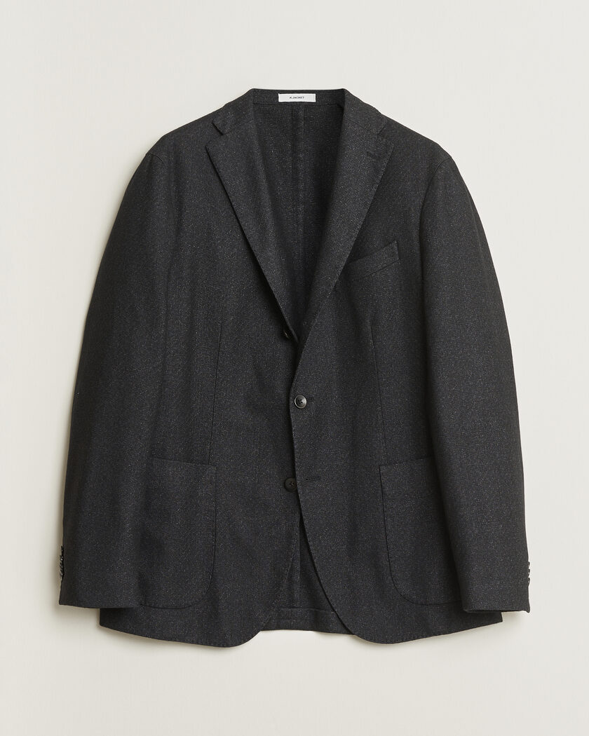 Pre-owned Boglioli K Jacket Flannel Wool Blazer Charcoal 50 – Sort