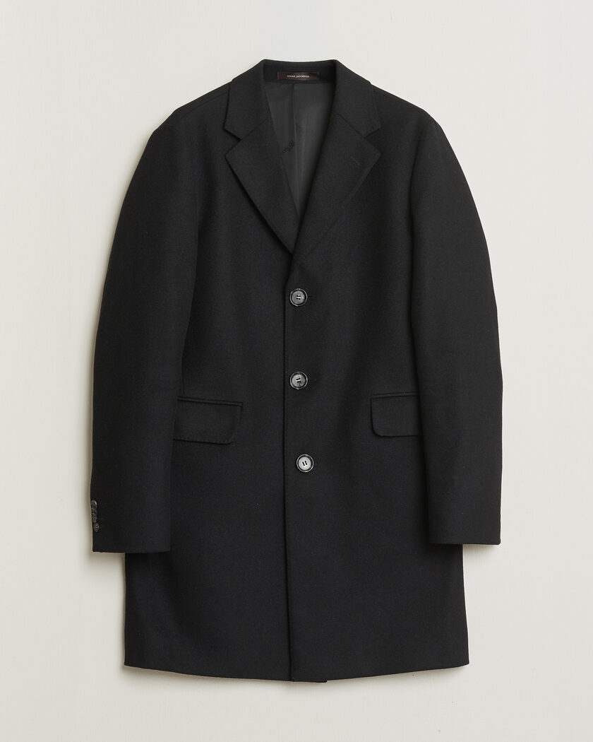 Pre-owned Oscar Jacobson Sonny Wool Coat Black 48 – Sort
