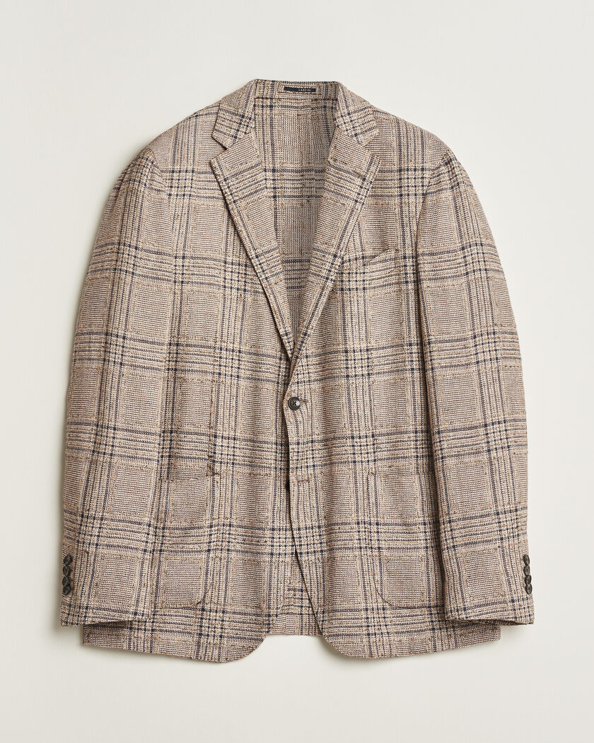 Pre-owned Lardini Silk Blend Checked Blazer Brown 54 – Brun